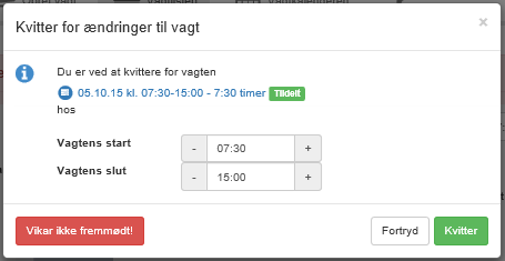 Indberet vagt tidskorrektion
